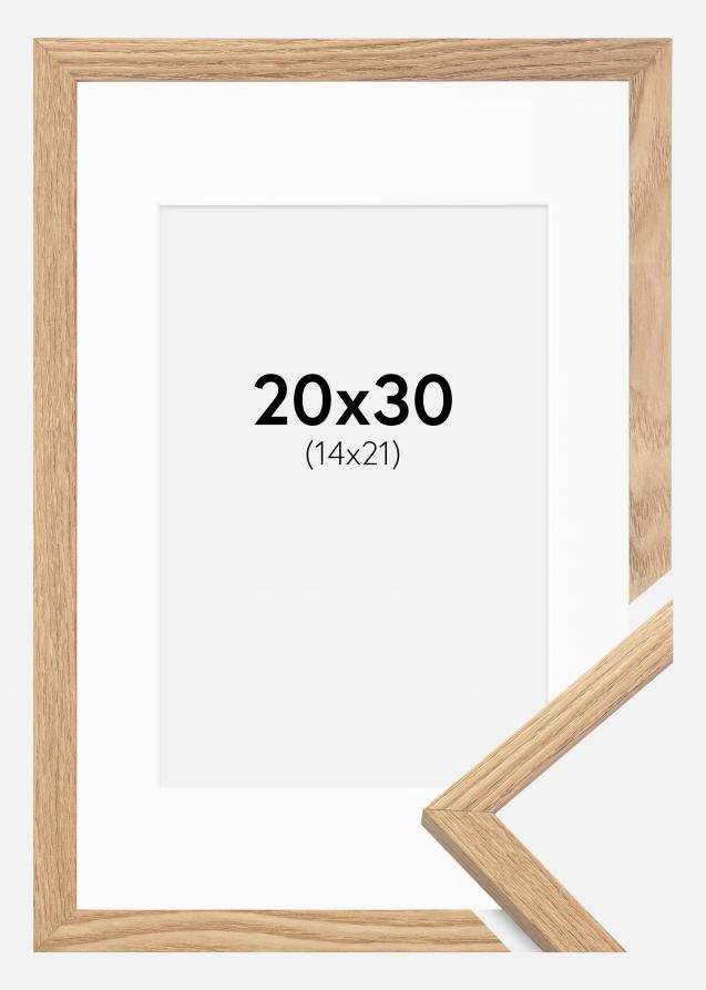 Ram med passepartou Fotolijst Trendy Eiken 20x30 cm - Passe-partout Wit 15x22 cm