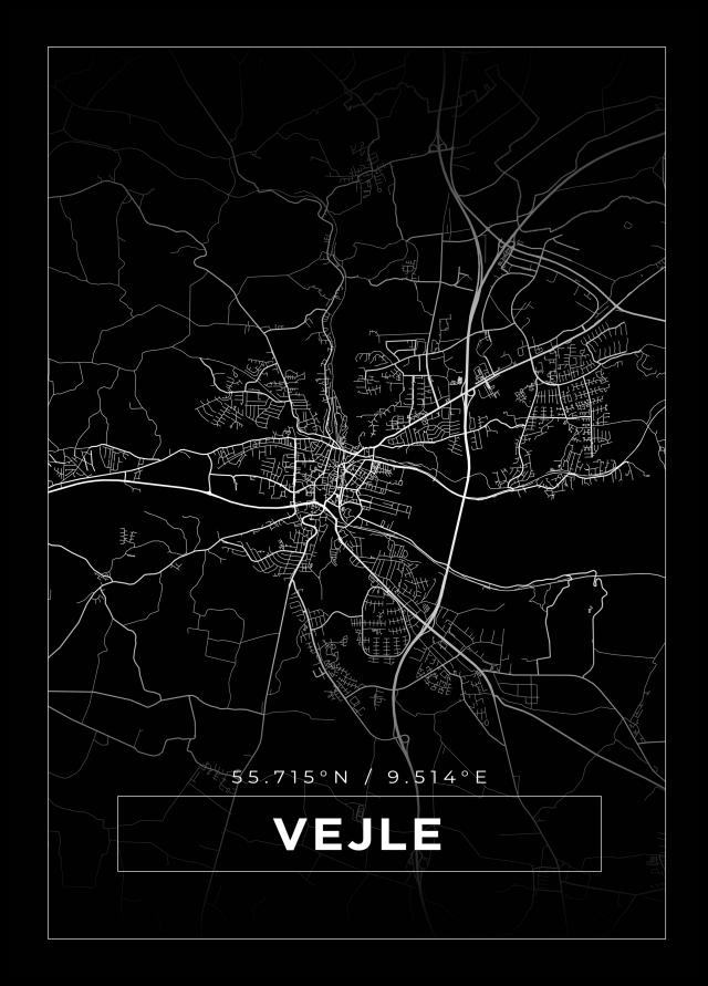 Bildverkstad Map - Vejle - Black Poster