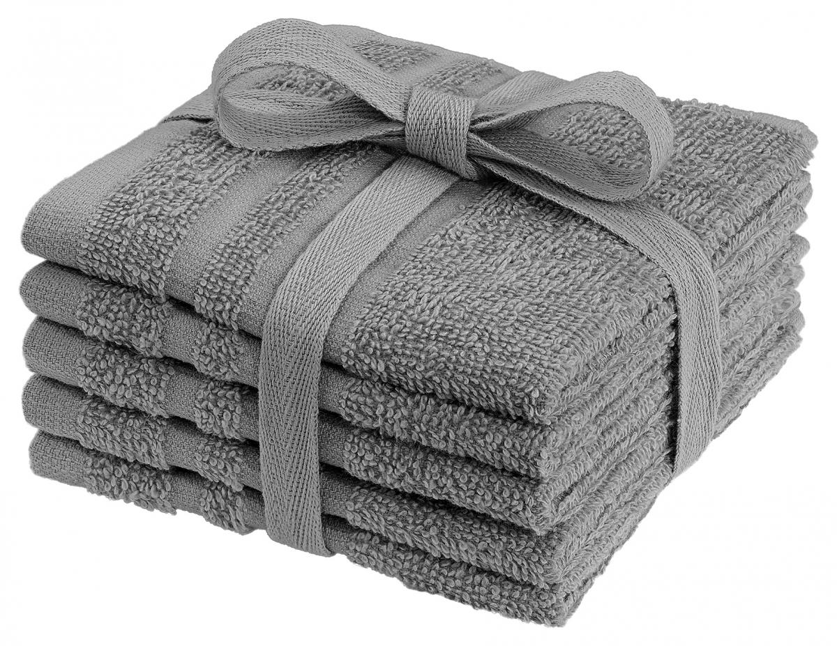 Borganäs of Sweden Gezichtsdoekjes Basic Badstof - Grijs 25x25 cm 5-pack