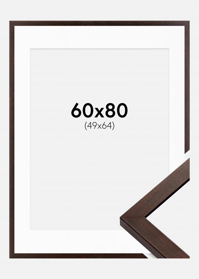 Ram med passepartou Fotolijst Selection Walnoot 60x80 cm - Passe-partout Wit 50x65 cm