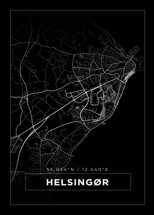 Bildverkstad Map - Helsingør - Black Poster