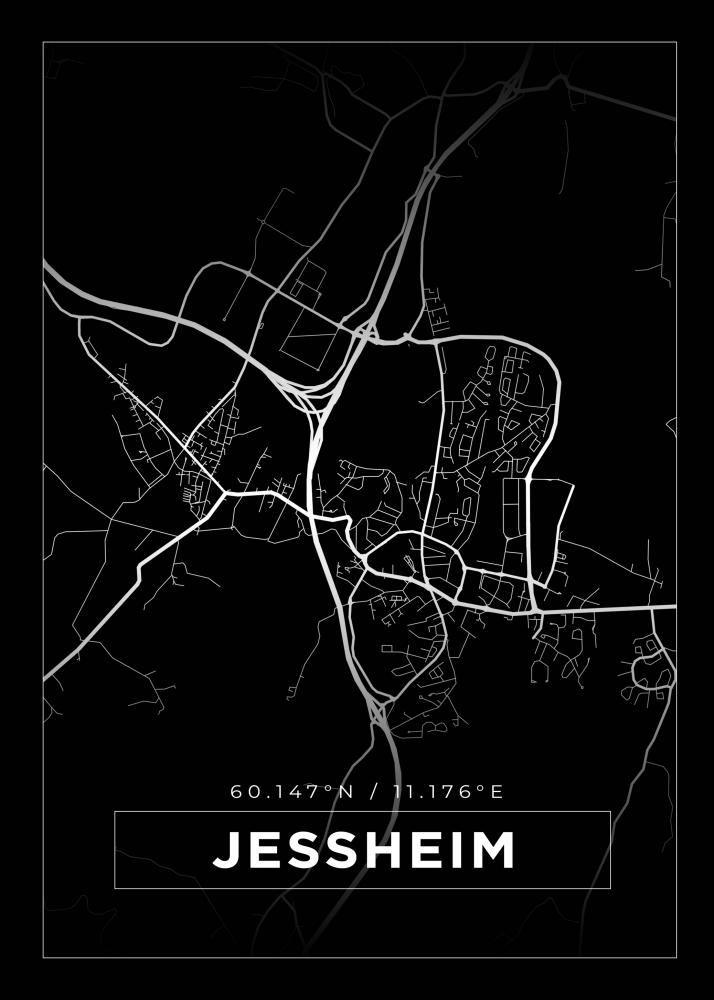 Bildverkstad Map - Jessheim - Black Poster