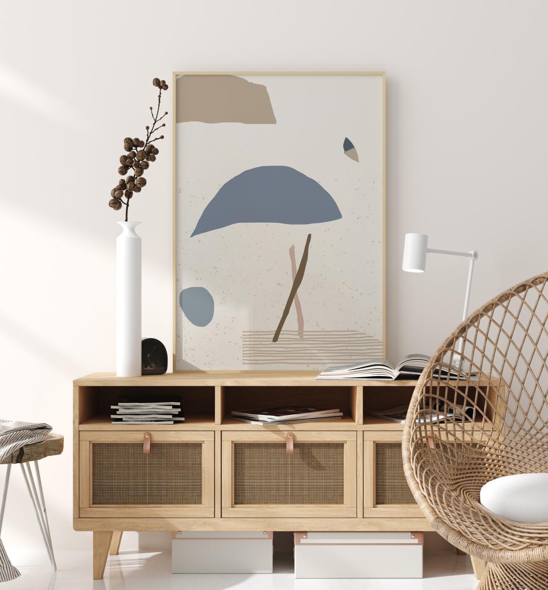 Lagervaror egen produktion Abstract Art - Blue Poster