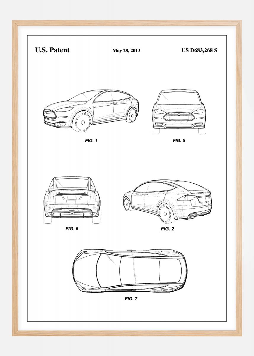 Bildverkstad Patent Print - Tesla - White Poster