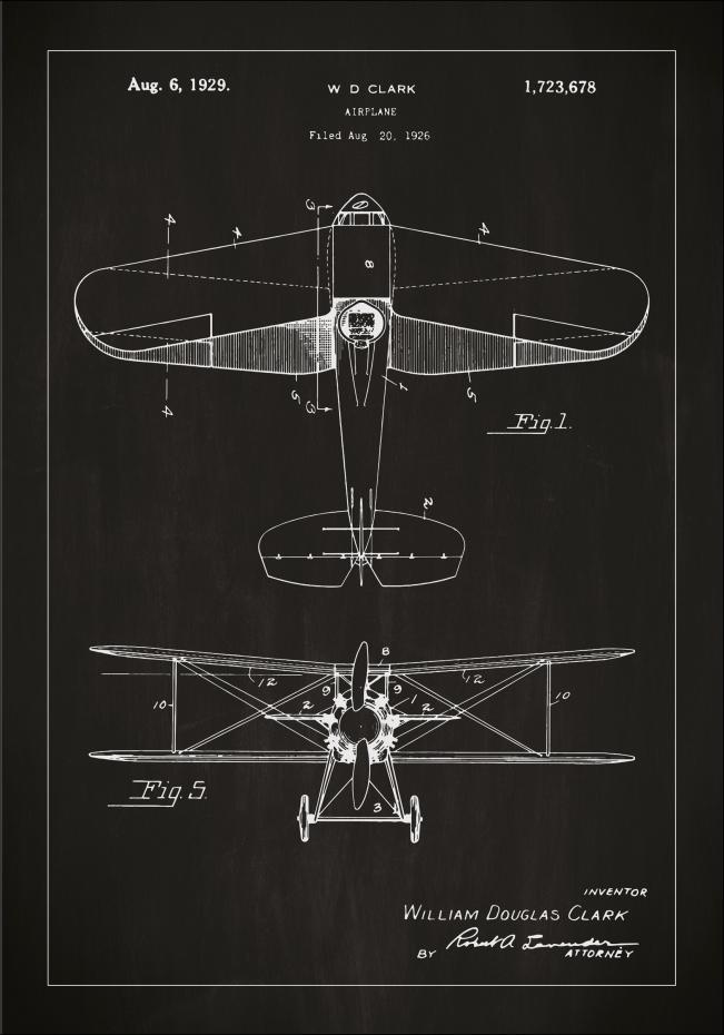 Bildverkstad Patenttekening - Vliegtuig - Zwart Poster
