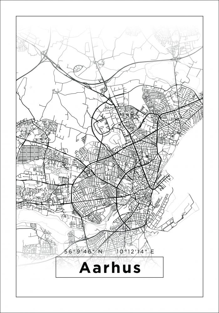 Bildverkstad Map - Aarhus - White Poster