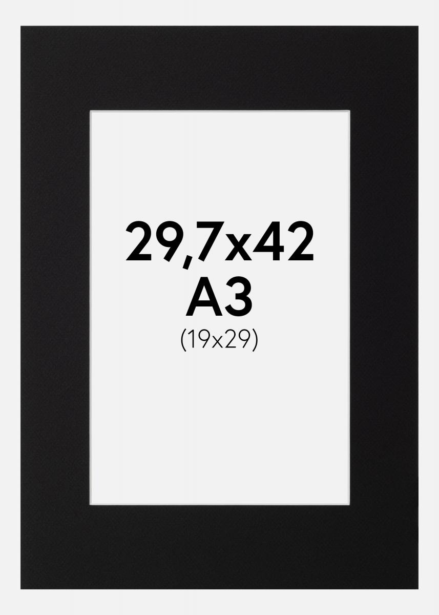 Galleri 1 Passe-partout Zwart (Witte kern) 29,7x42 cm (19x29)