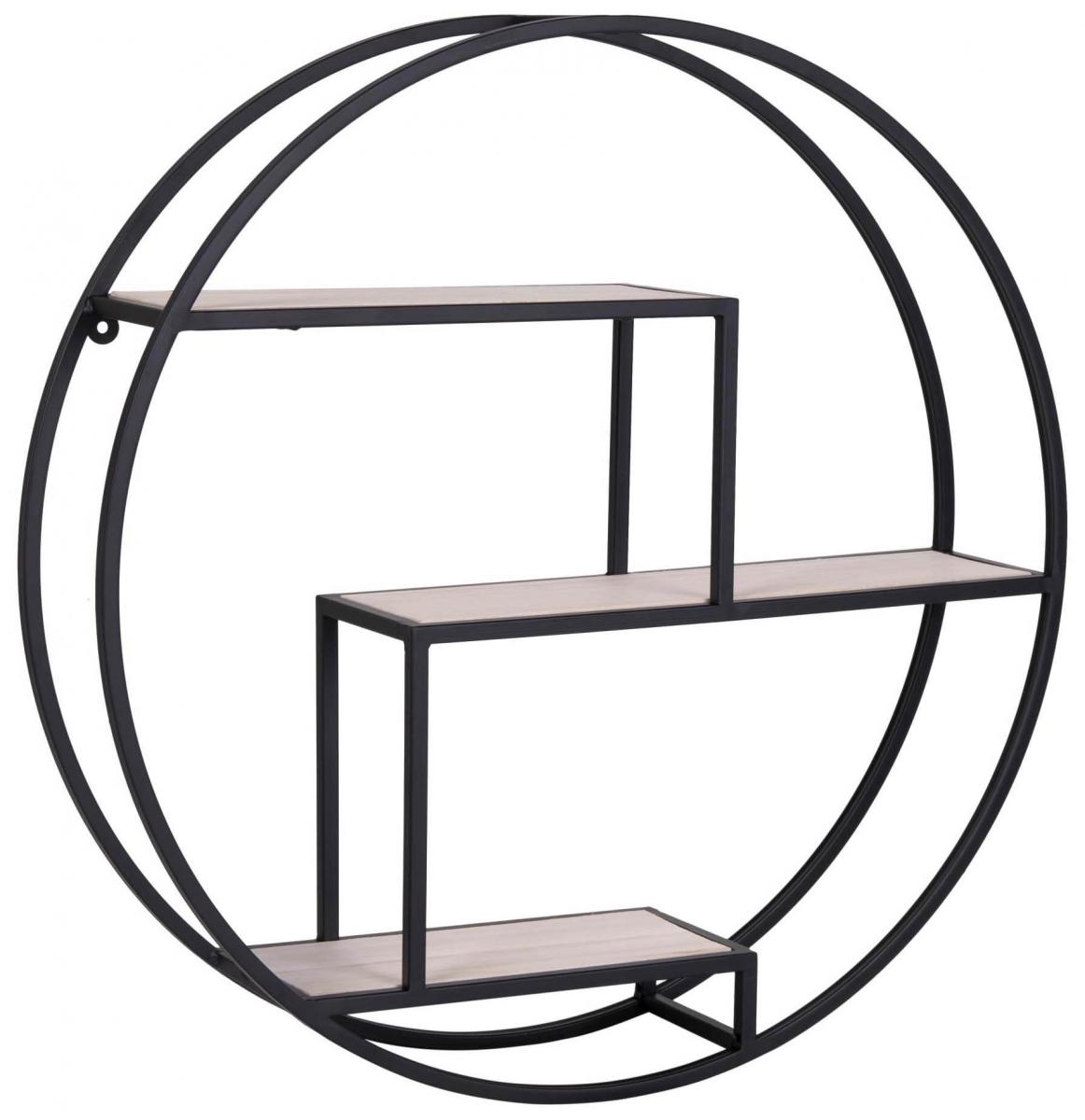 House Nordic Wandplank Rotterdam 62 cm Ø - Zwart/Hout