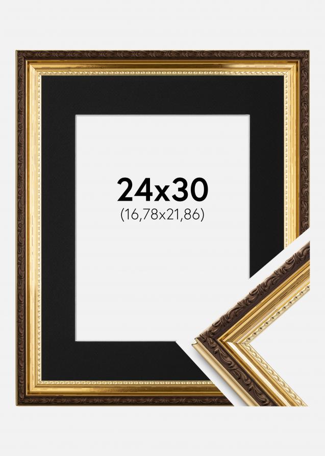 Ram med passepartou Fotolijst Abisko Goud 24x30 cm - Passe-partout Zwart 7x9 inches (17,78x22,86 cm)
