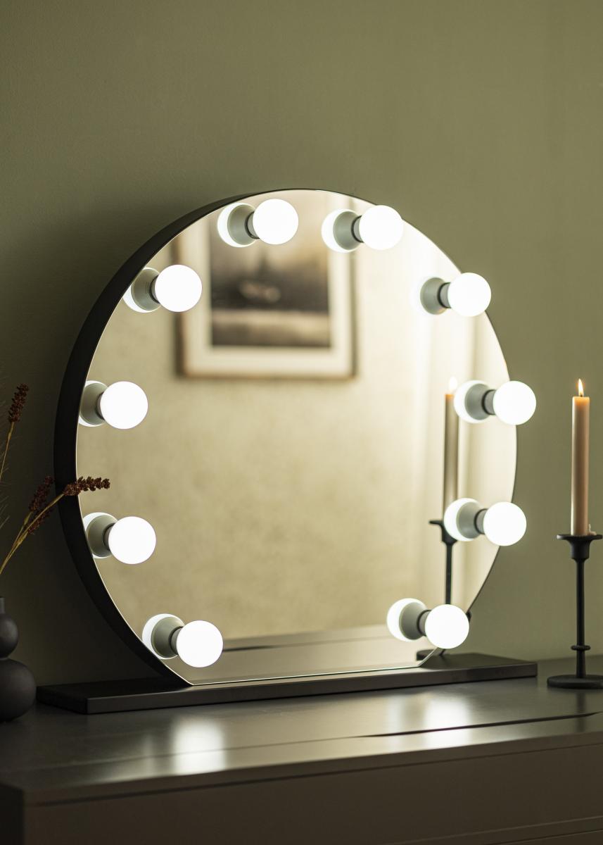 KAILA KAILA Make-up spiegel Hollywood 10 E27 Zwart 70x65 cm