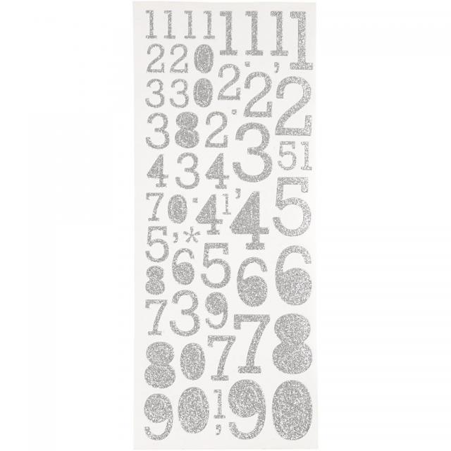 Focus Focus Glitterstickers Zilver Numbers