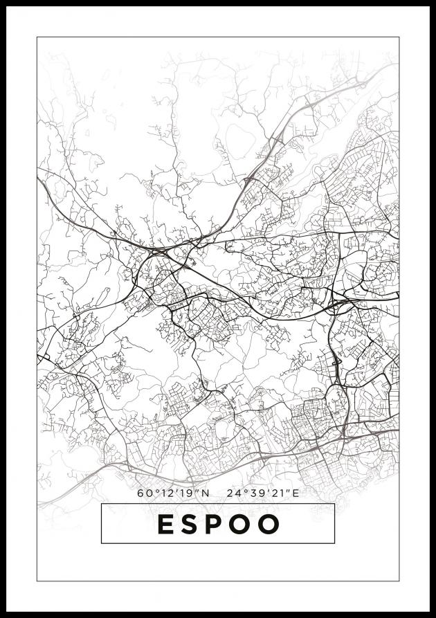 Bildverkstad Map - Espoo - White Poster