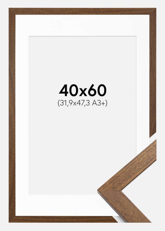 Ram med passepartou Fotolijst Stilren Warm Brown 40x60 cm - Passe-partout Wit 32,9x48,3 cm (A3+)