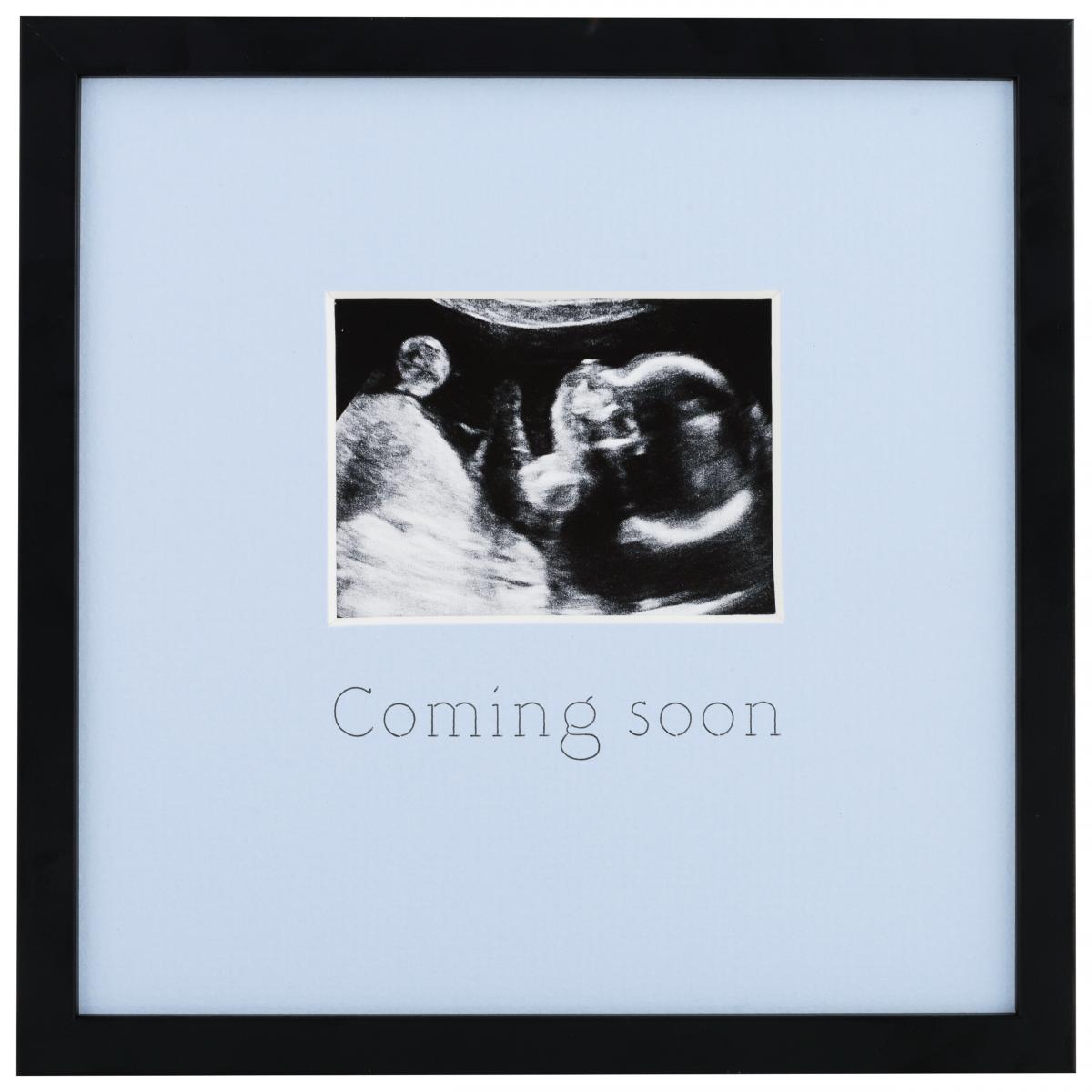 Egen tillverkning - Passepartouter Lijst voor echo - Coming soon - Blauw - 20x20 cm / 9,5x7 cm