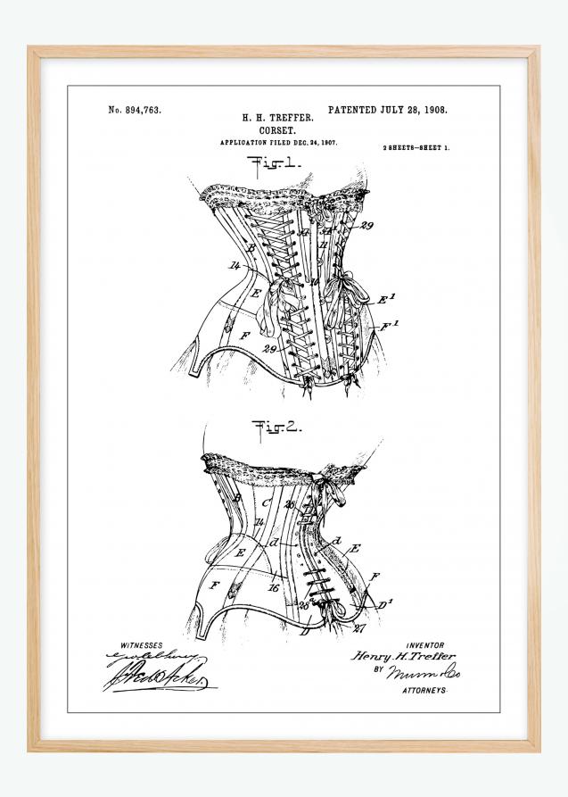 Bildverkstad Patenttekening - Korsett I Poster