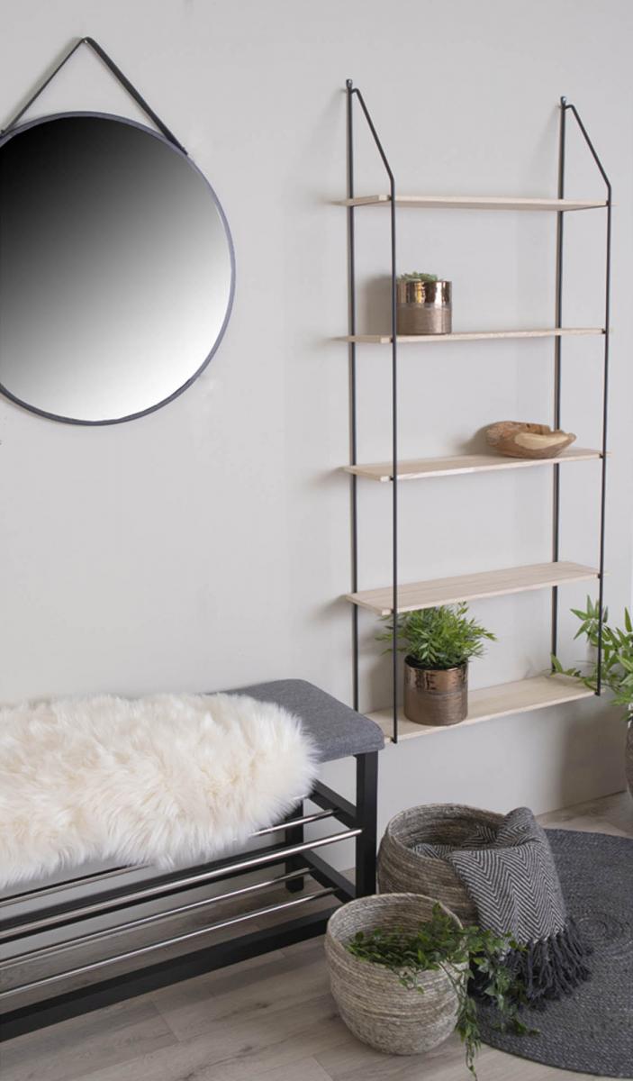 House Nordic Wandplank Eindhoven 65x145 cm - Zwart/Hout