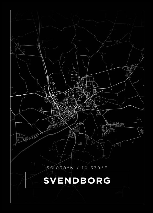 Bildverkstad Map - Svendborg - Black Poster