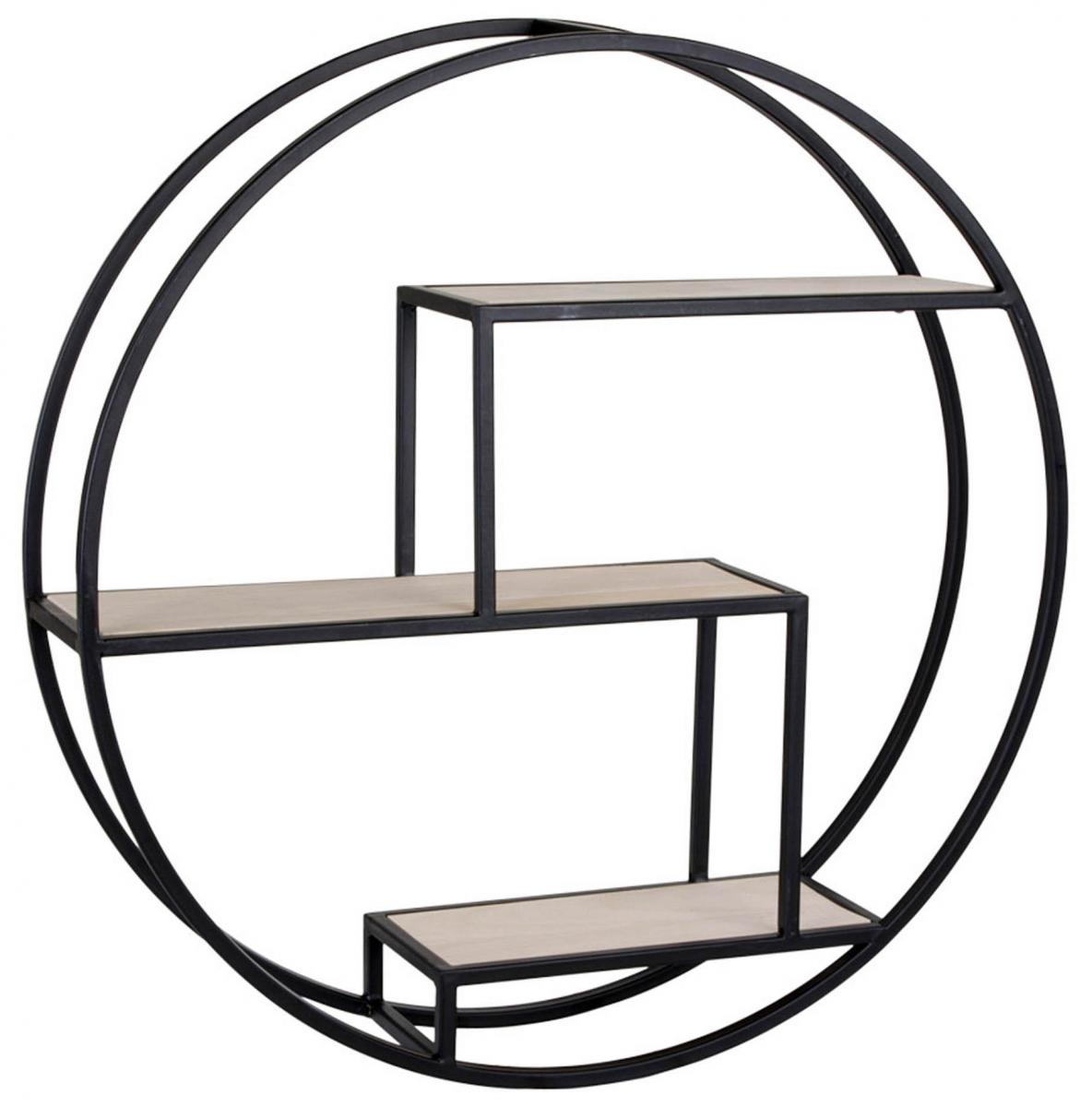 House Nordic Wandplank Rotterdam 62 cm Ø - Zwart/Hout