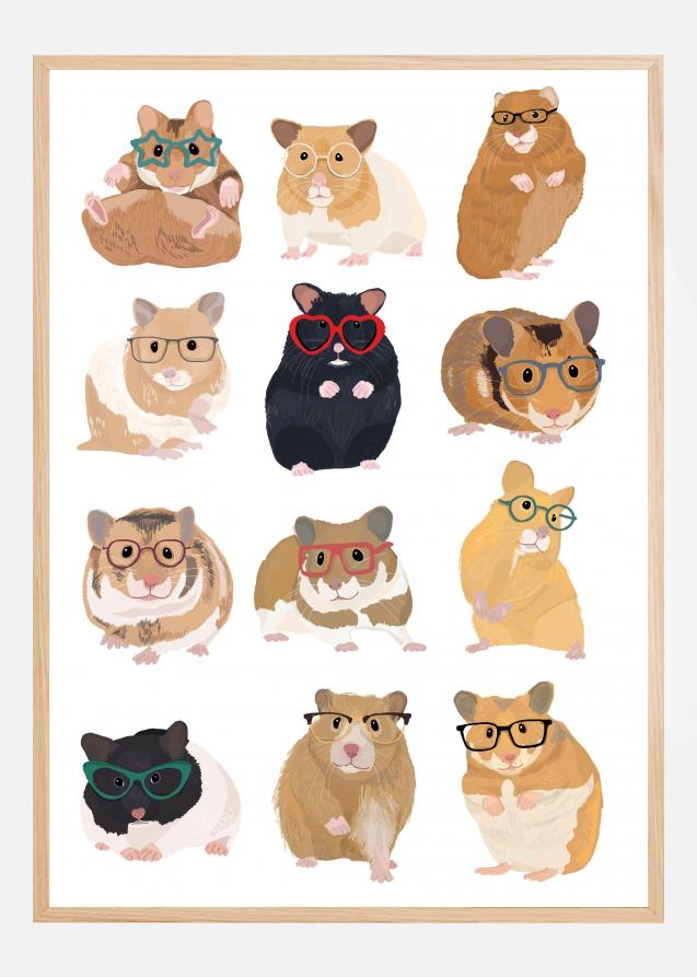 Bildverkstad Hamsters In Glasses Poster