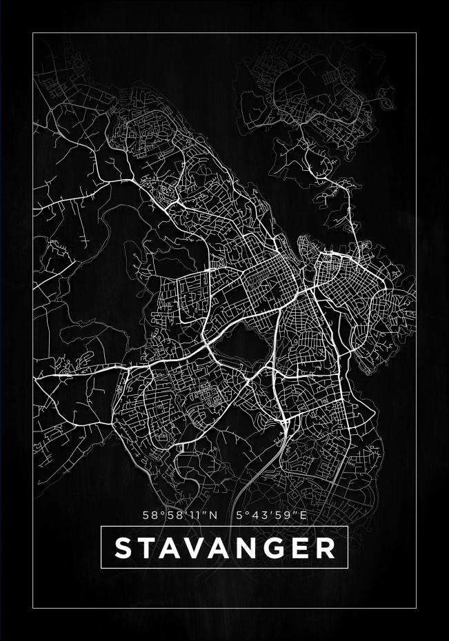 Bildverkstad Map - Stavanger - Black Poster