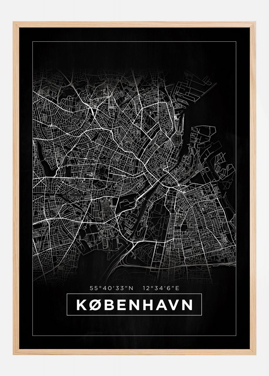 Bildverkstad Map - Kbenhavn - Black Poster