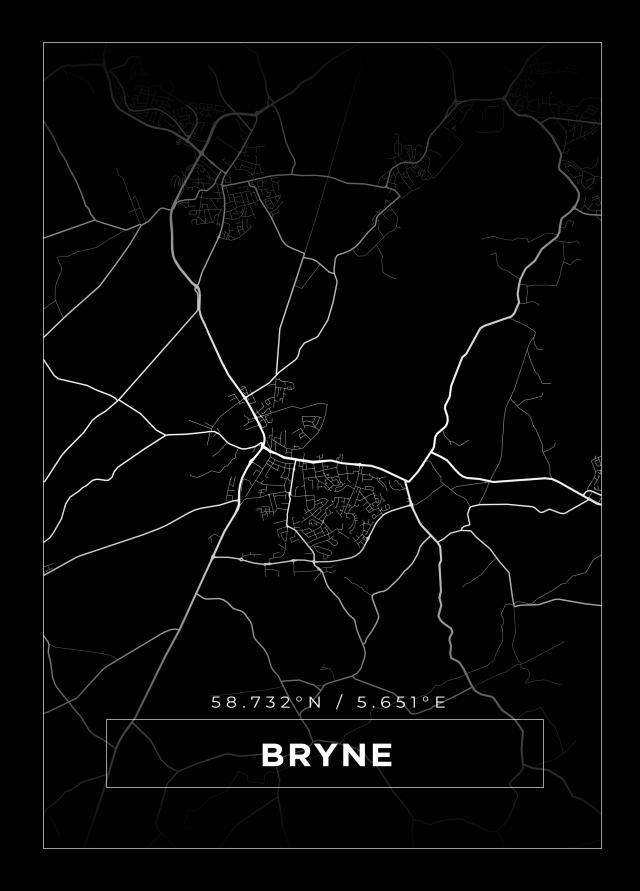 Bildverkstad Map - Bryne - Black Poster