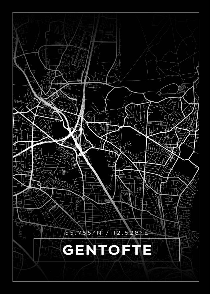 Bildverkstad Map - Gentofte - Black Poster