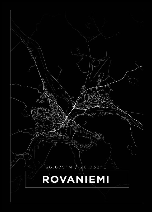 Bildverkstad Map - Rovaniemi - Black Poster