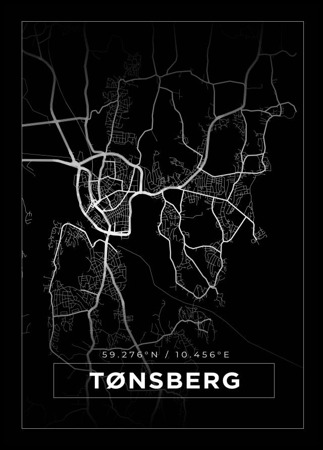 Bildverkstad Map - Tønsberg - Black Poster