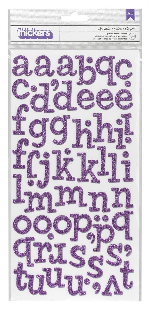 American Crafts Stickers - Sprinkles Glitter Lavndr