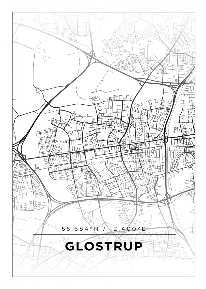 Bildverkstad Map - Glostrup - White Poster