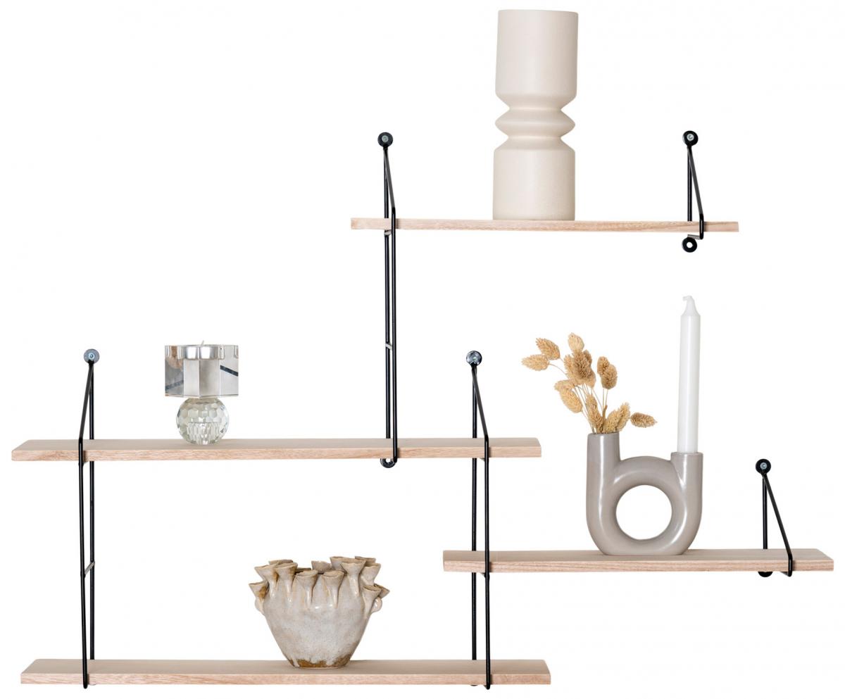 House Nordic Wandplank Harlem 99x62 cm - Zwart/Hout