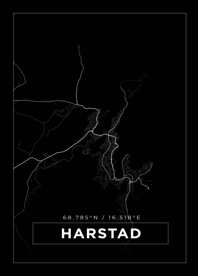 Bildverkstad Map - Harstad - Black Poster