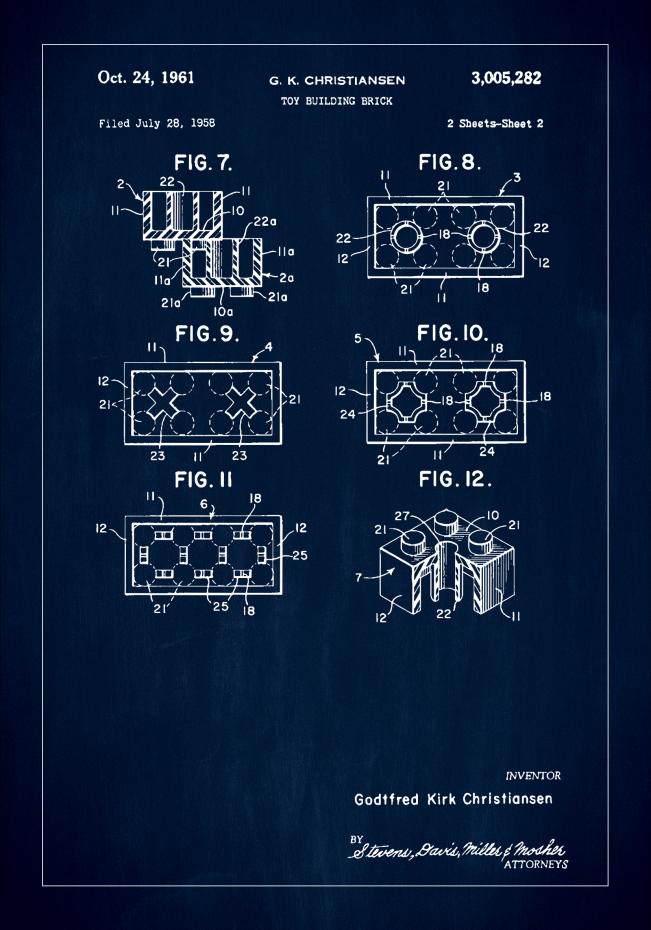 Bildverkstad Patent Print - Lego Block II - Blue