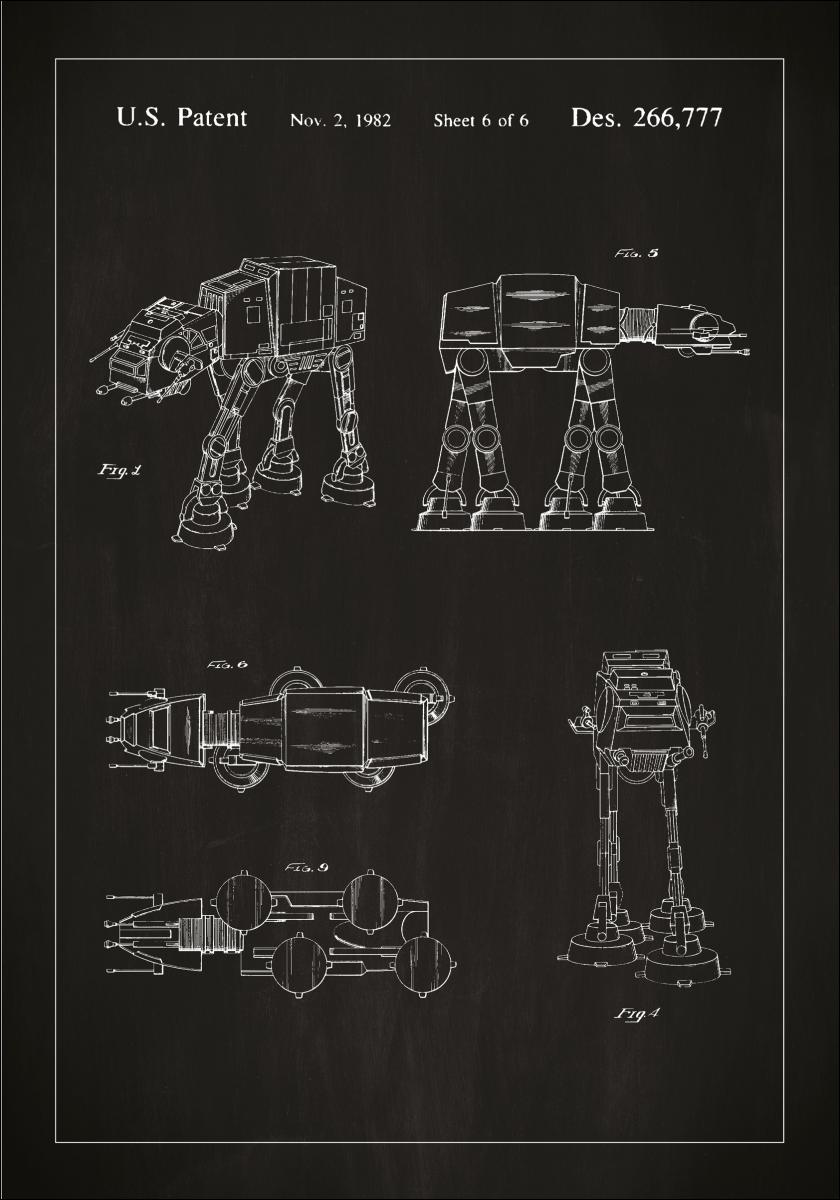 Lagervaror egen produktion Patenttekening - Star Wars - Walker - Zwart Poster