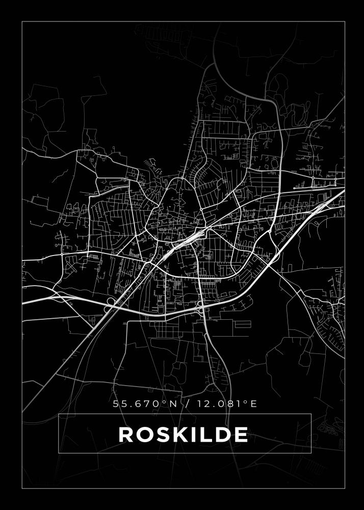 Bildverkstad Map - Roskilde - Black Poster