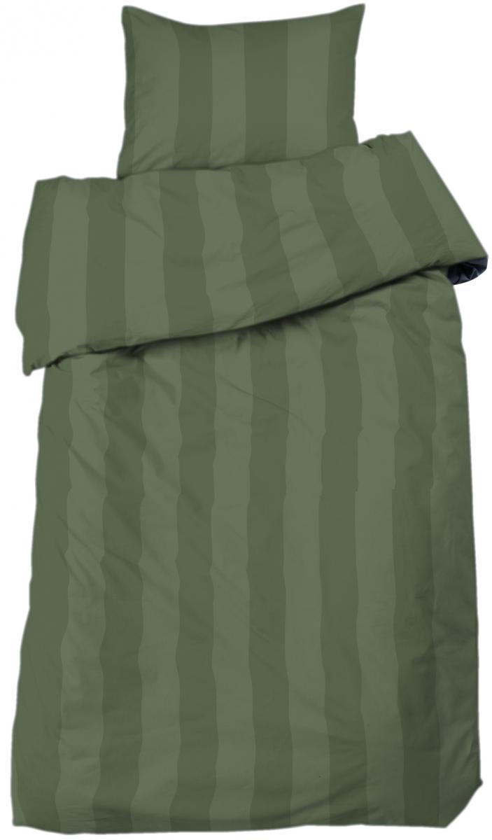 Redlunds Dekbedovertrek set Big Stripe Satin 2-delig - Olijf