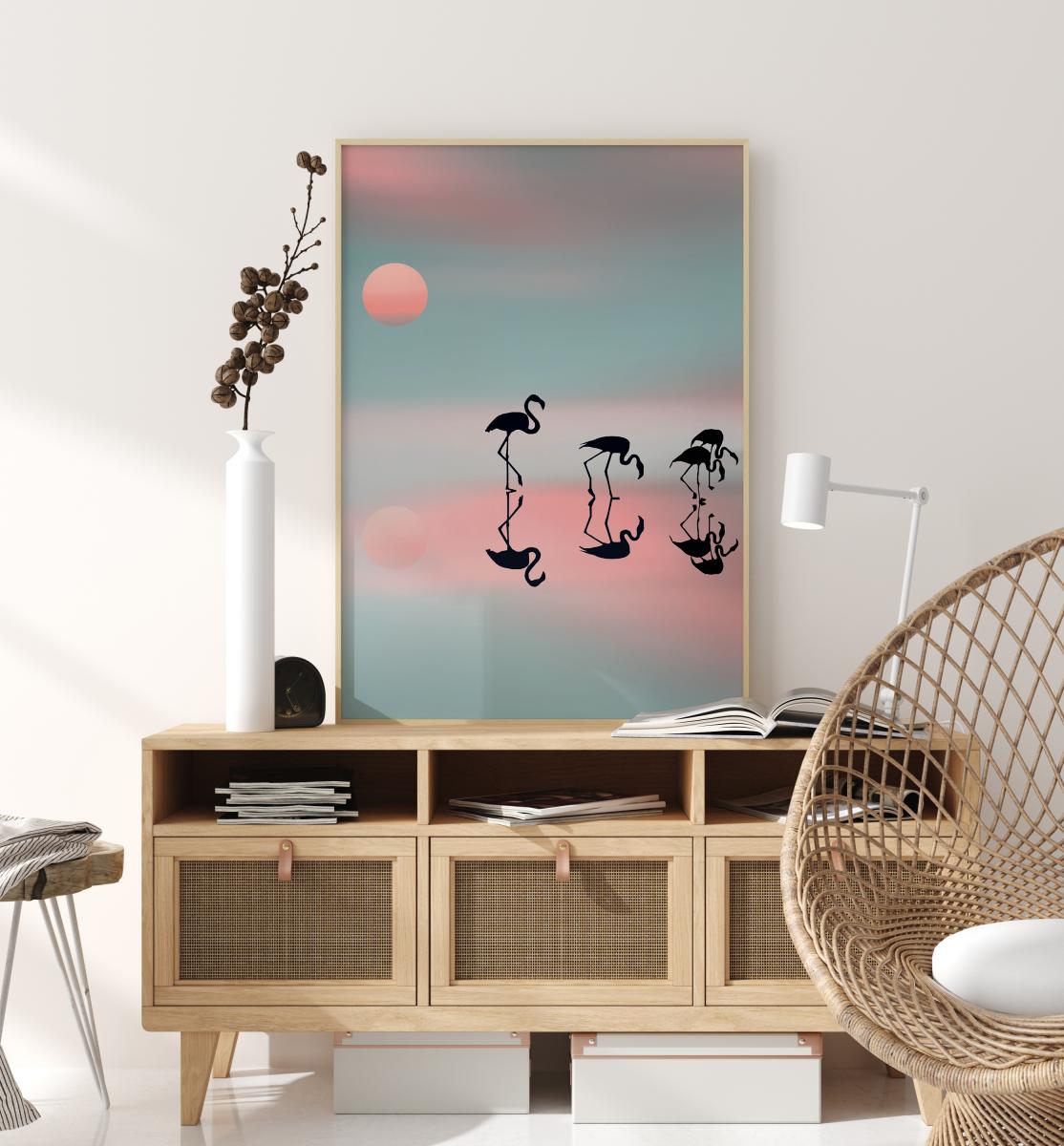 Bildverkstad Family Flamingos Poster