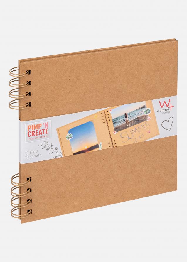 Walther PAC Spiraalalbum Bruin - 18x18 cm (30 Bruine zijden / 30 bladen)