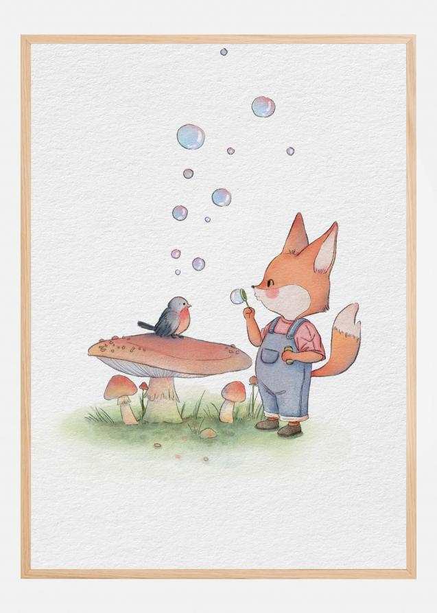 Bildverkstad Fox and Bird Illustration Poster