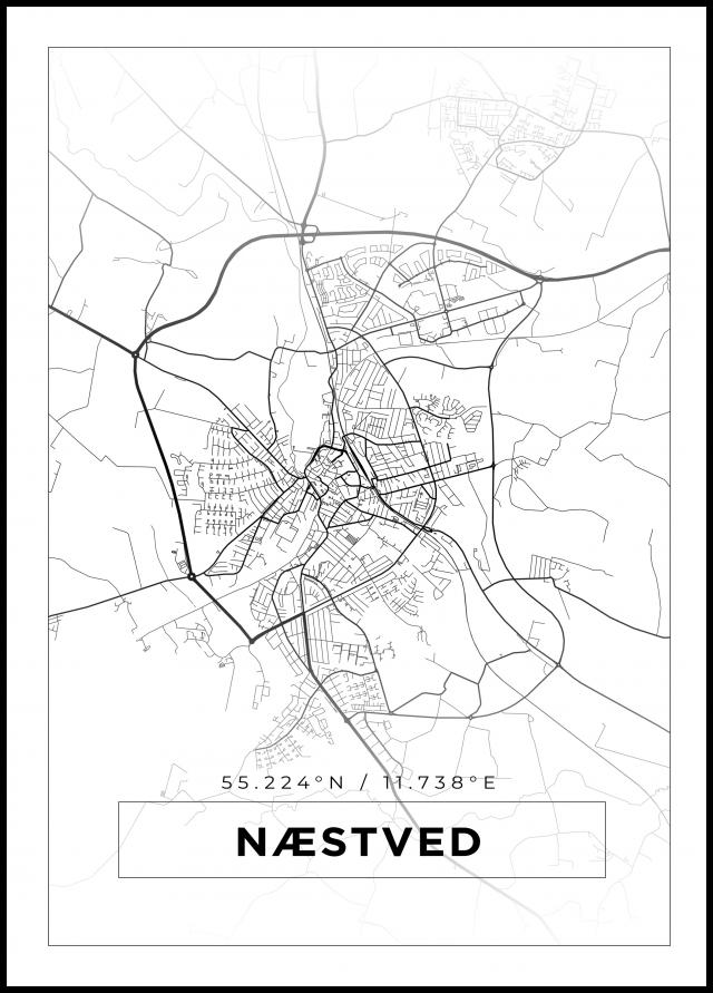 Bildverkstad Map - Næstved - White Poster