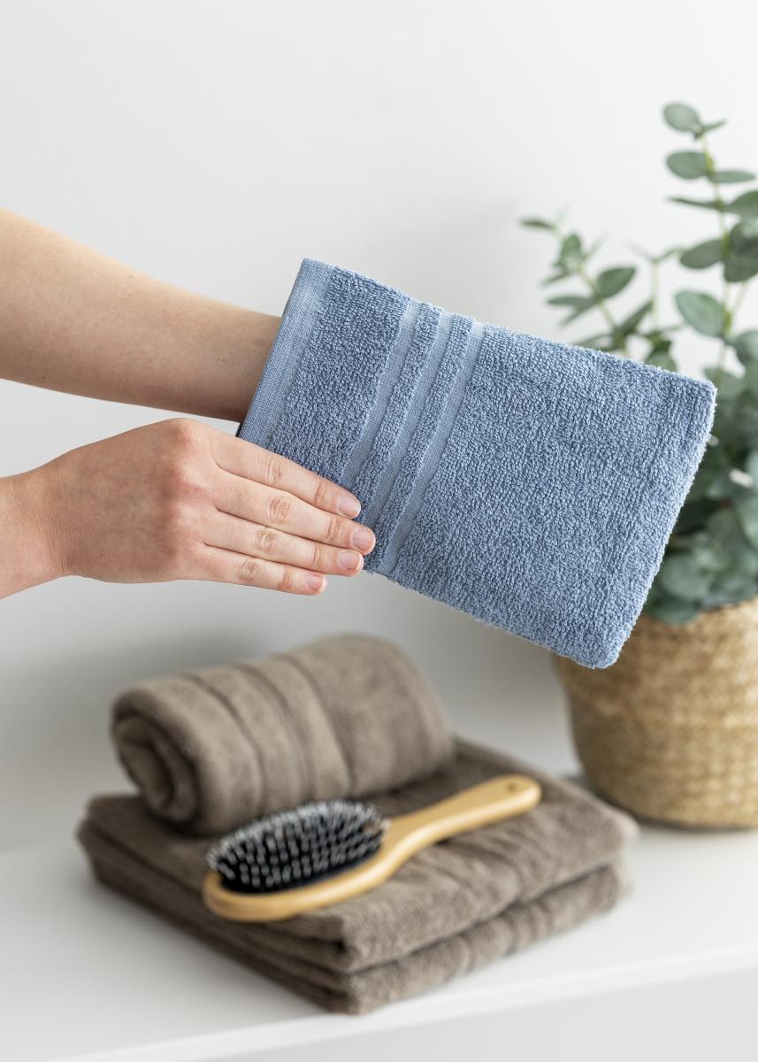 Borganäs of Sweden Washandje Basic Badstof - Middenblauw 15x21 cm