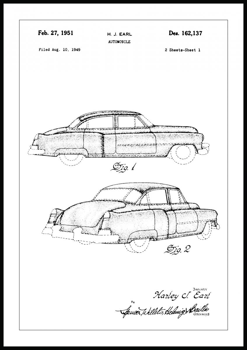 Bildverkstad Patenttekening - Cadillac I Poster