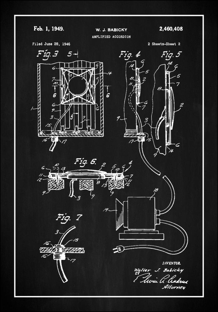 Bildverkstad Patent Print - Amplified Accordion II - Black