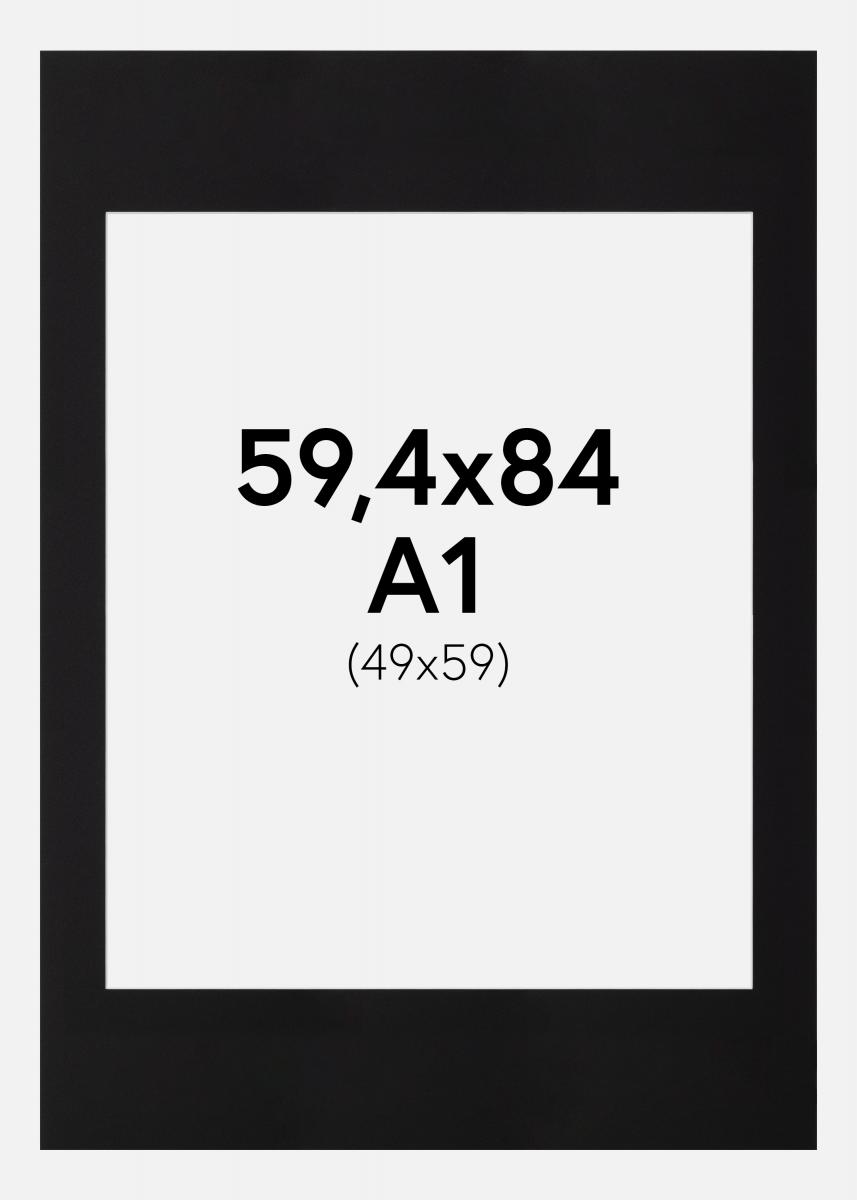 Galleri 1 Passe-partout Zwart (Witte kern) 59,4x84 cm (A1) (49x59)