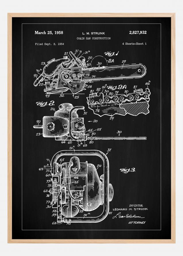 Bildverkstad Patent Print - Chain Saw - Black Poster