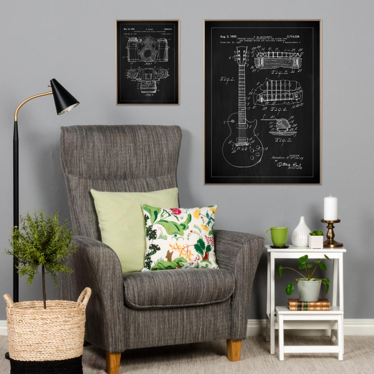 Lagervaror egen produktion Patenttekening - Elektrische gitaar I - Zwart Poster