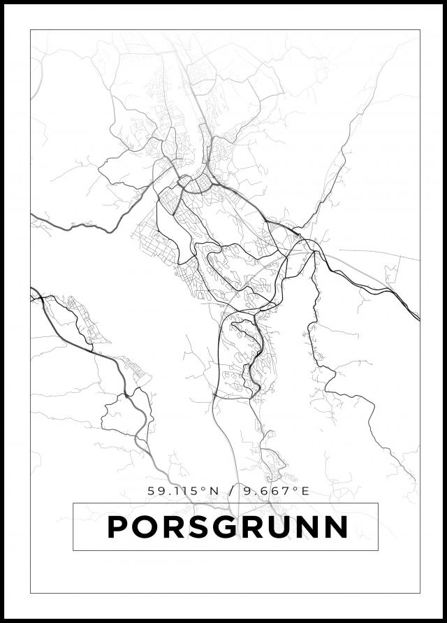 Bildverkstad Map - Porsgrunn - White Poster