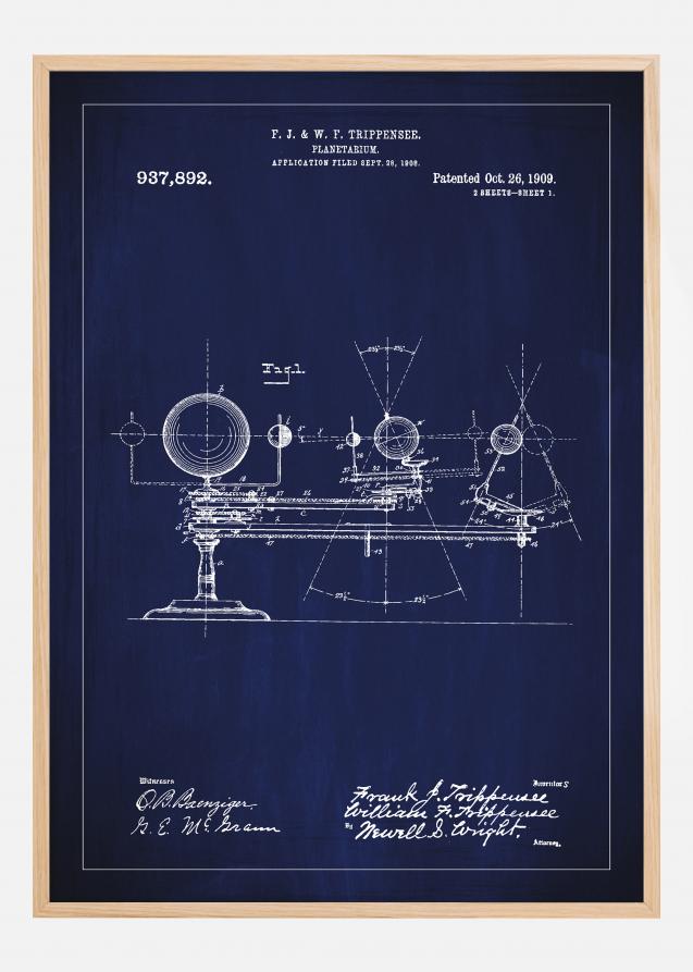 Bildverkstad Patenttekening - Planetarium - Blauw Poster