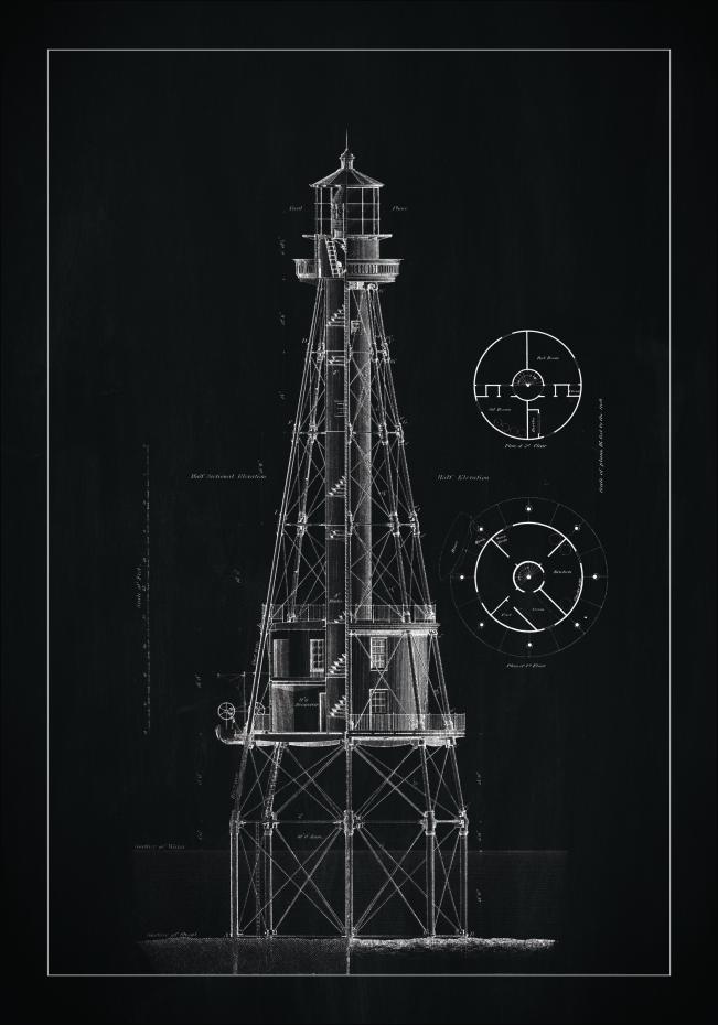 Bildverkstad Schoolbord - Vuurtoren - Ship Shoal Lighthouse Poster